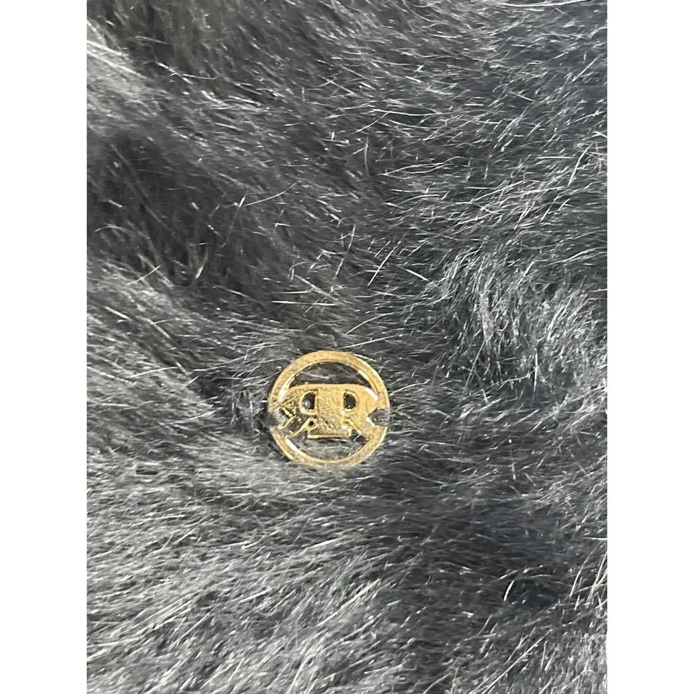 Reorg Women's Black Faux Fur Fleece Fuzzy Logo Snow Winter Bucket Hat OS